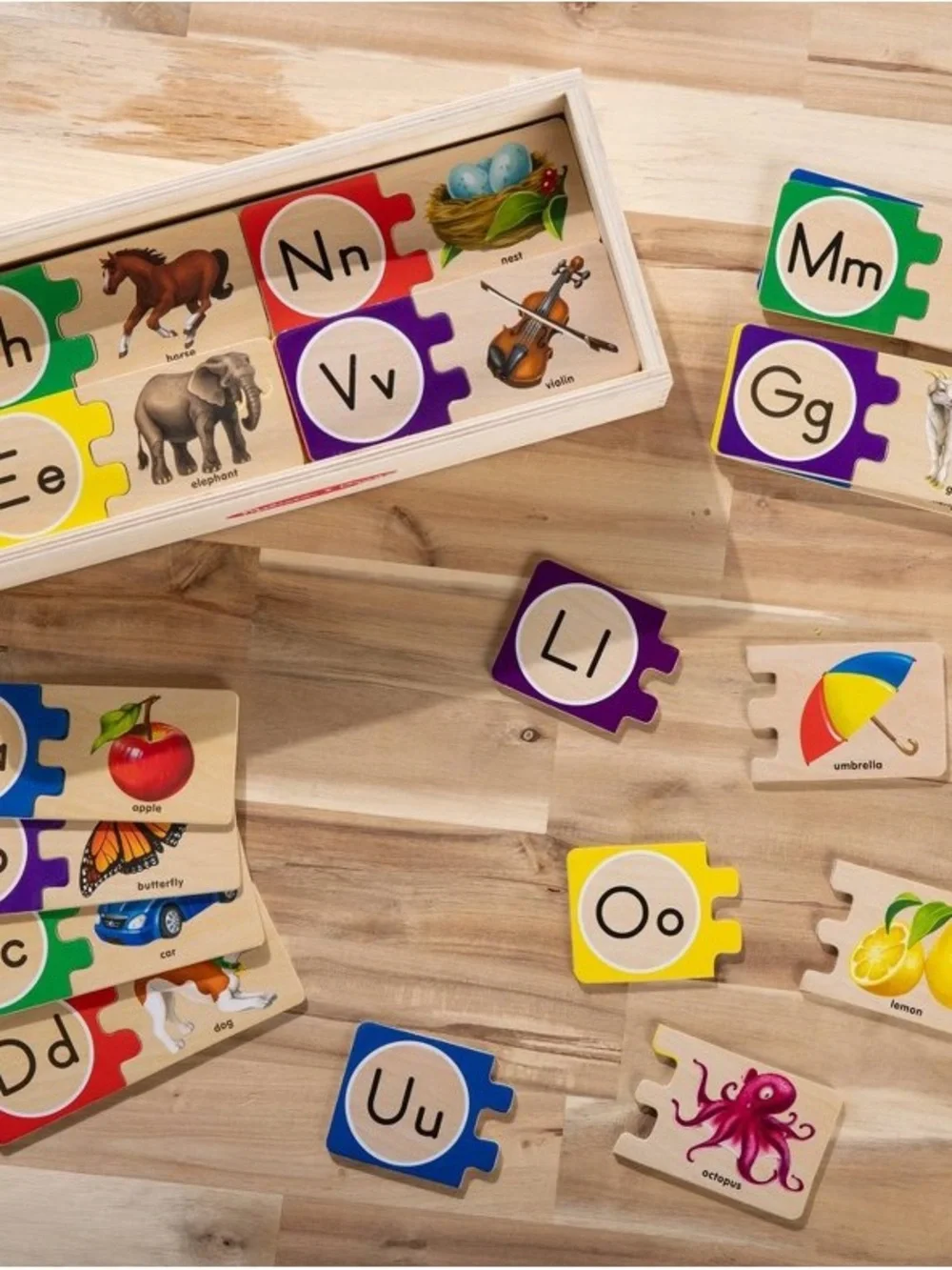 Wooden Animal & Letter Puzzle Pieces - Multicolor Kids Toy